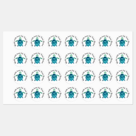 ウミガメの愛で作るアイロン ラベル (シート)