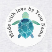 ウミガメの愛で作るアイロン ラベル (デザイン2)