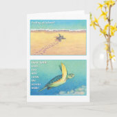 ウミガメの挨拶状 カード (黄色い花)