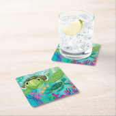 ウミガメの救出 スクエアペーパーコースター (インサイチュ)