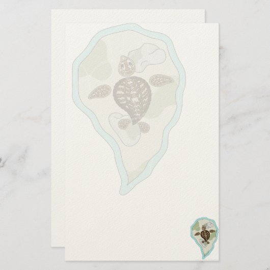 ウミガメの文房具をカリー 便箋 (正面/裏面)