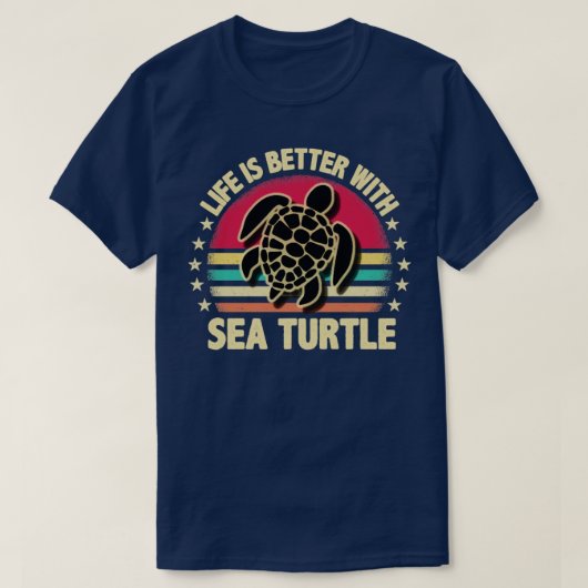 ウミガメの方が人生は良い Tシャツ (デザイン正面)