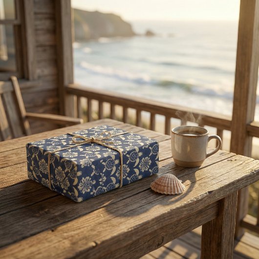 ウミガメの模様：装飾海アート ラッピングペーパー