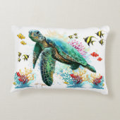 ウミガメの水中水色スタイル アクセントクッション (裏面)