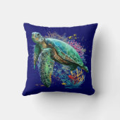 ウミガメの水中水色スタイル クッション (裏面)