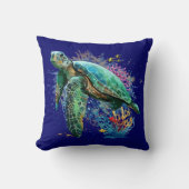 ウミガメの水中水色スタイル クッション (正面)
