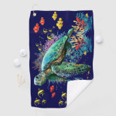 ウミガメの水中水色スタイル ゴルフタオル (インサイチュ)