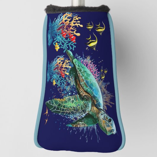 ウミガメの水中水色スタイル ゴルフヘッドカバー (回転90)