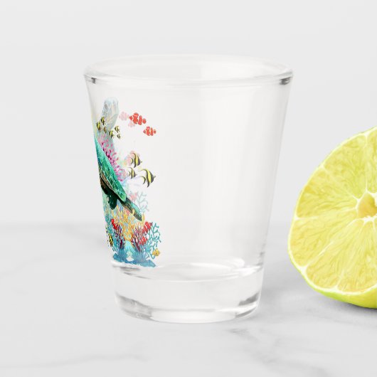 ウミガメの水中水色スタイル ショットグラス (右)