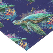ウミガメの水中水色スタイル ショートテーブルランナー (コーナー)