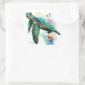 ウミガメの水中水色スタイル スクエアシール (バッグ)