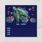 ウミガメの水中水色スタイル スクエア名刺 (正面)