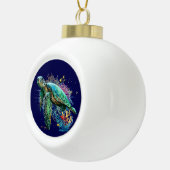 ウミガメの水中水色スタイル セラミックボールオーナメント (右)