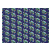ウミガメの水中水色スタイル テーブルクロス (正面(横))