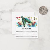 ウミガメの水中水色スタイル ノートカード (正面/裏面インサイチュ)