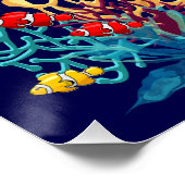 ウミガメの水中水色スタイル ポスター (コーナー)