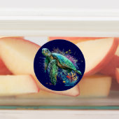 ウミガメの水中水色スタイル ラベル (貼付)