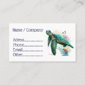 ウミガメの水中水色スタイル 名刺 (正面)