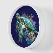 ウミガメの水中水色スタイル 壁時計 (傾斜)