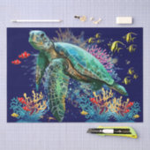 ウミガメの水中水色スタイル 薄葉紙 (クラフト)