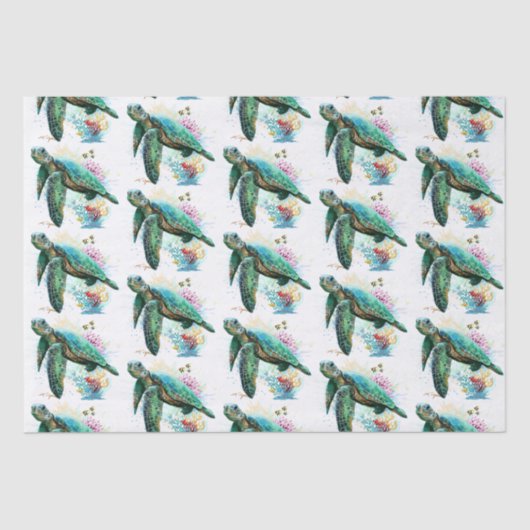 ウミガメの水中水色スタイル 薄葉紙 (正面)