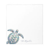 ウミガメの水彩文パーソナライズされた具 ノートパッド (正面)