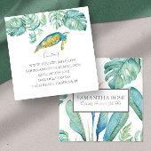 ウミガメの水彩熱帯緑 スクエア名刺