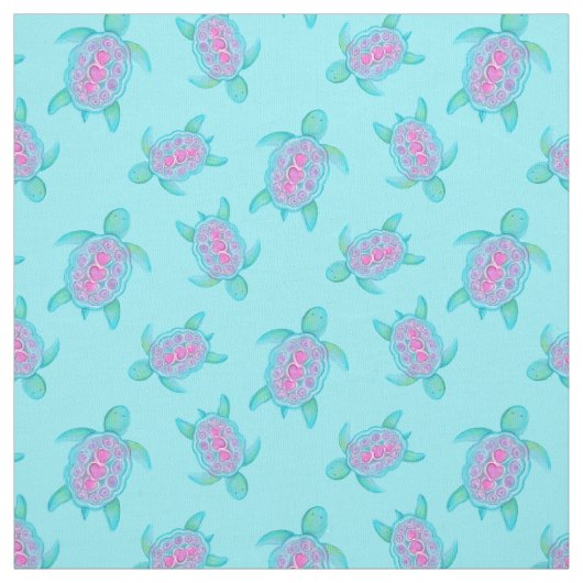 ウミガメの水彩画パターン ファブリック (見本)