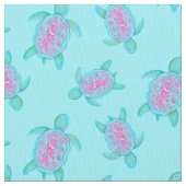 ウミガメの水彩画パターン ファブリック (クローズアップ)