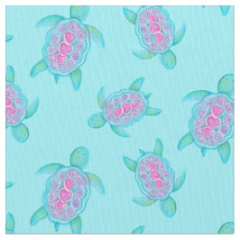ウミガメの水彩画パターン ファブリック