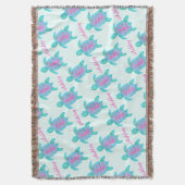 ウミガメの水彩画名柄アクアスロー スローブランケット (正面縦)