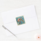 ウミガメの水彩画 スクエアシール (封筒)