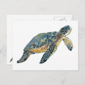 ウミガメの水彩画 ポストカード (正面/裏面)