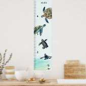 ウミガメの水彩育パーソナライズされた成 ポスター (キッチン)