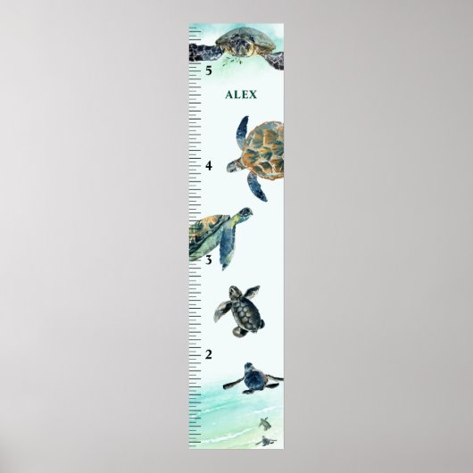 ウミガメの水彩育パーソナライズされた成 ポスター (正面)