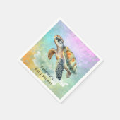 ウミガメの水彩色のバブル赤ちゃんシャワー スタンダードカクテルナプキン (角)