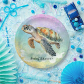 ウミガメの水彩色のバブル赤ちゃんシャワー ペーパープレート (パーティー)