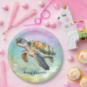 ウミガメの水彩色のバブル赤ちゃんシャワー ペーパープレート (パーティー)