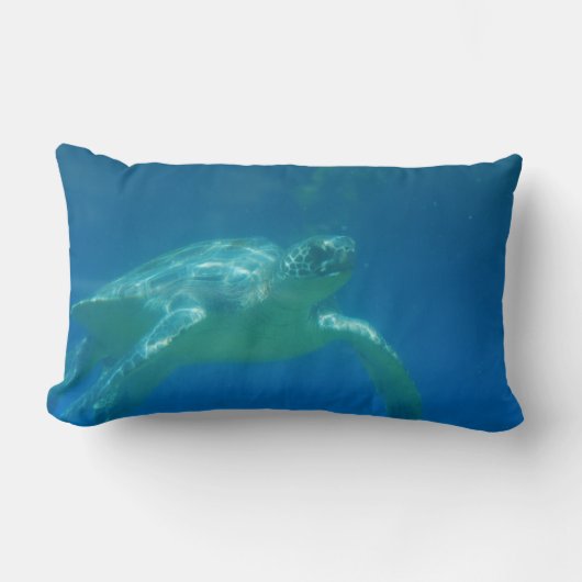 ウミガメの水泳の枕 ランバークッション (正面)