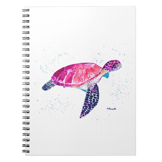 ウミガメの水色海ハワイアン熱帯 ノートブック (正面)