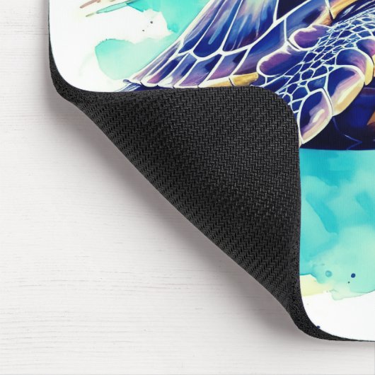 ウミガメの水色絵画の マウスパッド (コーナー)