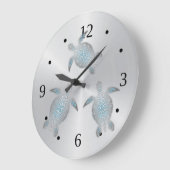 ウミガメの沿岸モダン番号 ラージ壁時計 (傾斜)