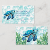 ウミガメの泡のり男の子おむつラッフル 名刺 (正面/裏面)