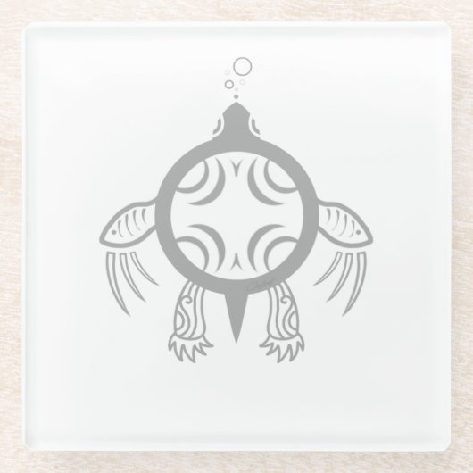 ウミガメの泡 ガラスコースター (正面)