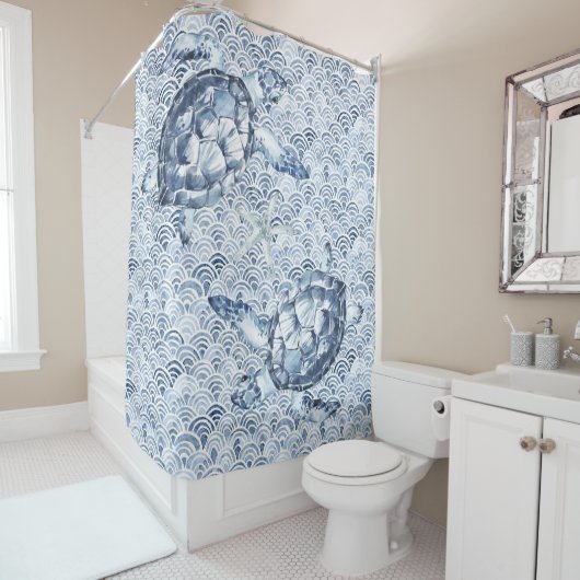 ウミガメの波 シャワーカーテン (インサイチュ)