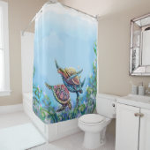 ウミガメの浴室の芸術 シャワーカーテン (インサイチュ)