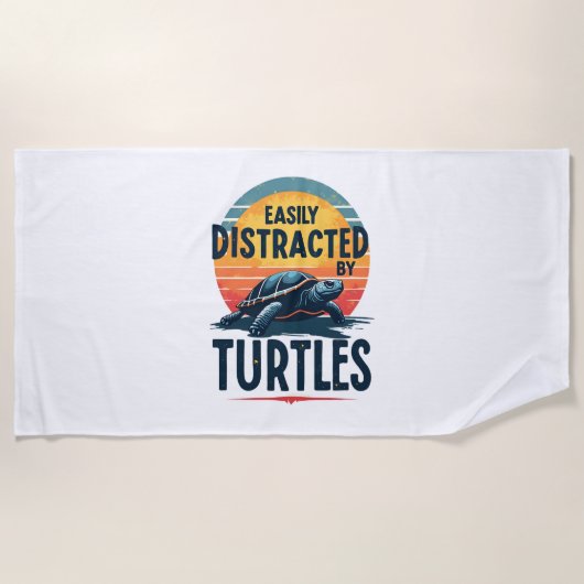 ウミガメの海のヴィンテージキに簡単に気を取られる ビーチタオル (正面)