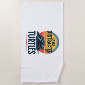 ウミガメの海のヴィンテージキに簡単に気を取られる ビーチタオル (正面)