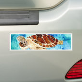 ウミガメの海洋のシーライフの水彩画の絵画 バンパーステッカー (車上)