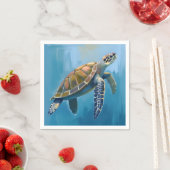 ウミガメの海洋動物の水彩画 スタンダードカクテルナプキン (インサイチュ)